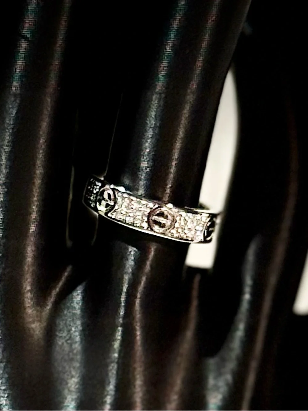 Silver CZ Motif Bangle and Ring Set - Women's Jewelry